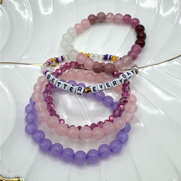 Better Everyday Beaded Bracelet Set - Pink and Purple - Picture 1 of 6